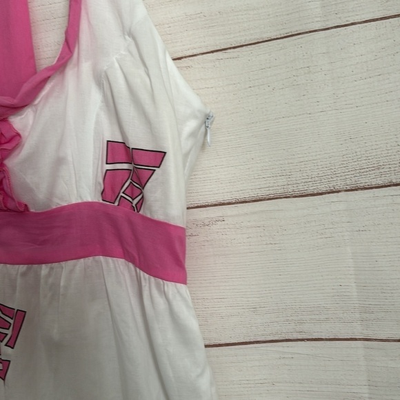 Tracy Negoshian White Pink Elephant Sleeveless Dress Size S - Picture 4 of 7